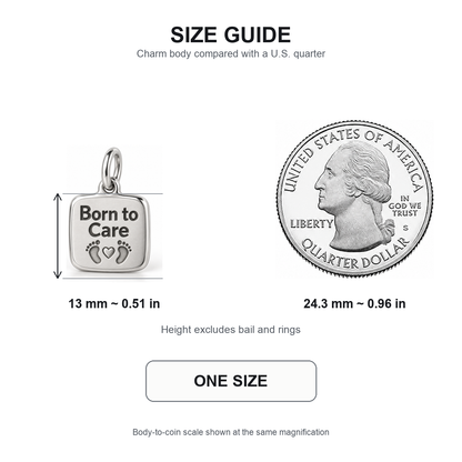 Born to Care Engraved Nurse Charm | 13 mm size guide | 75dadf81cb4fa6e2c4479f0817159d2f0f0d4ddf89d5eae778e4be34aa7f69f2