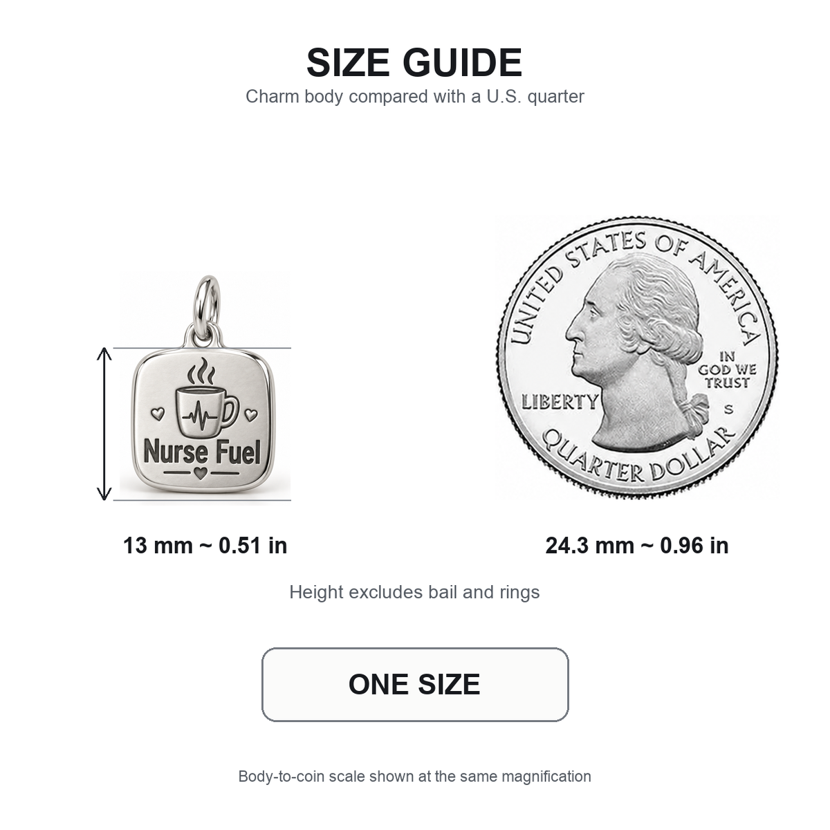 Nurse Fuel Engraved Nurse Charm | 13 mm size guide | 2f14377560213ae0560ebd699e06f90b8e835ebf7395772a1366316c42a3697e