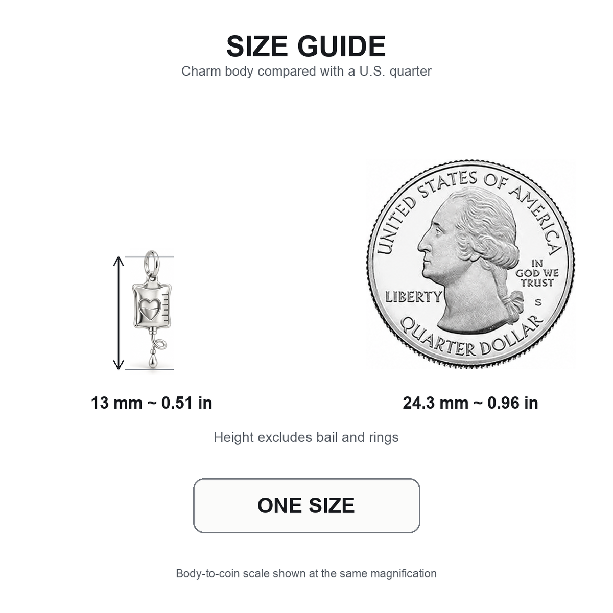 Nurse IV Bag Dangle Charm | 13 mm size guide | 3a41762a2adfb6aee590b11c8d9651a15e37ec8fbfe30f5d18ae5bbc62c99186