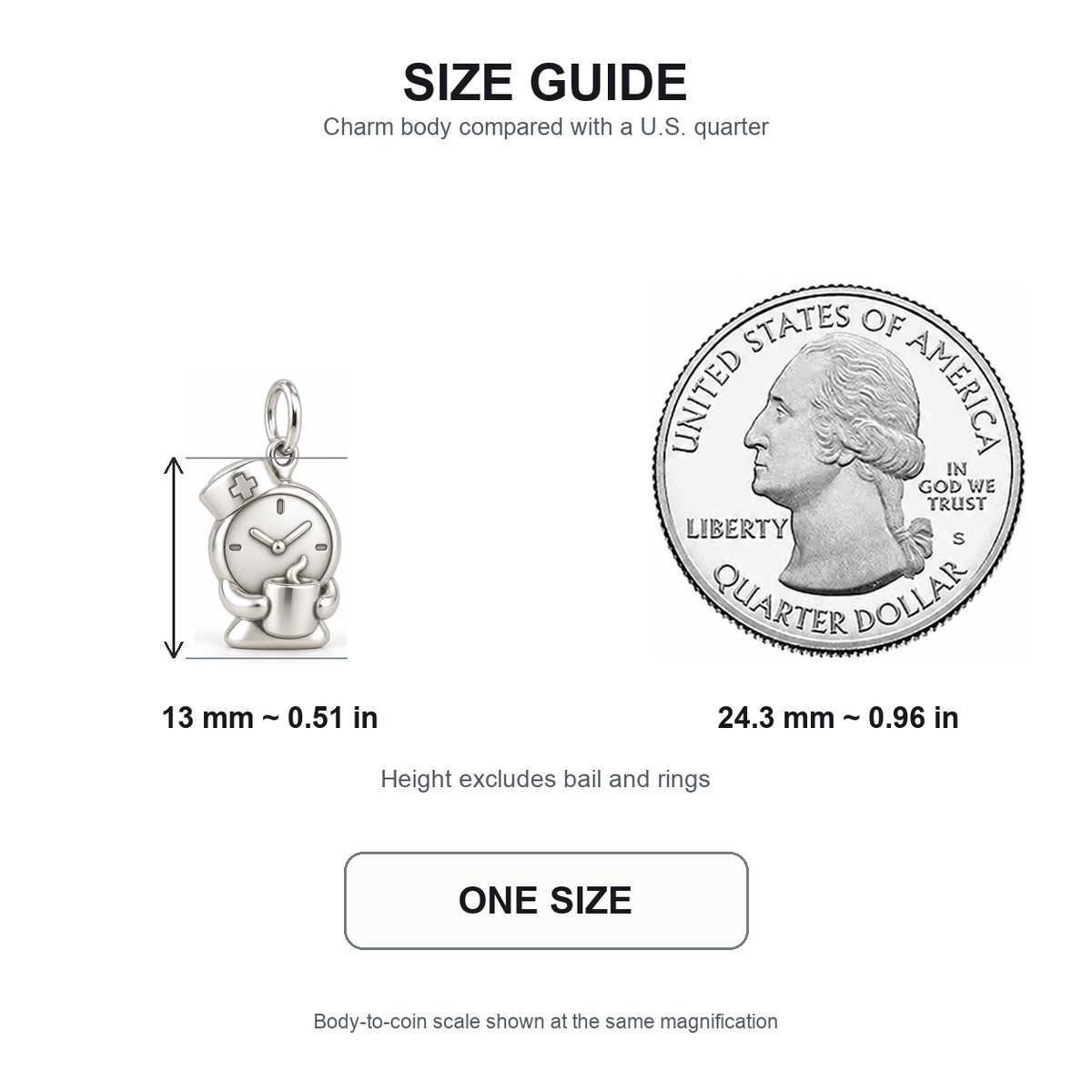 Nurse Shift Clock Coffee Dangle Charm | 13 mm size guide | 9a04c25ce37ea5f137580746414d10856dfae2828cba25591370df293a645a0d
