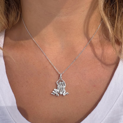 Skater Besties Heart Charm Necklace Set – worn / in use