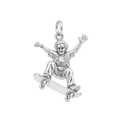 Skating Spirit Charm Bracelet – Personalized Nana Gift – silver charm, front view