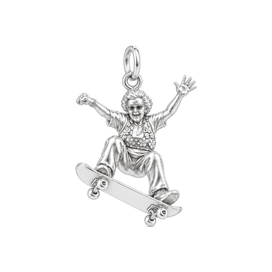 Skating Spirit Charm Bracelet – Personalized Nana Gift – silver charm, front view