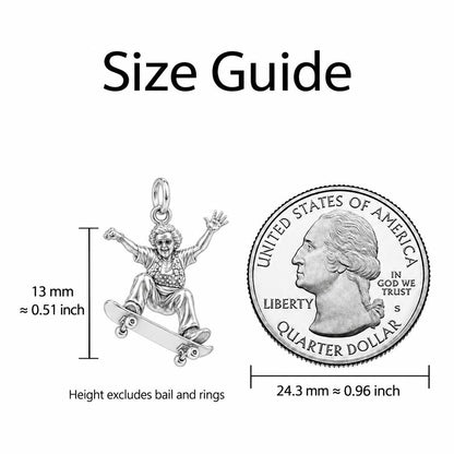 Skating Spirit Charm Bracelet – Personalized Nana Gift – size guide, 13 mm charm next to a quarter