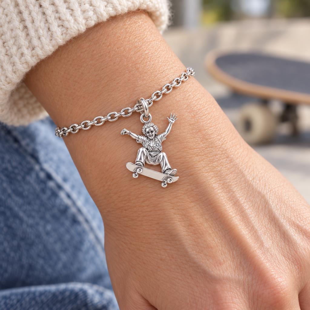 Skating Spirit Grandma Charm Bracelet Set – worn / in use