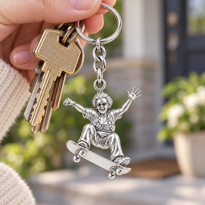 Skating Spirit Grandma Charm Keychain – worn / in use