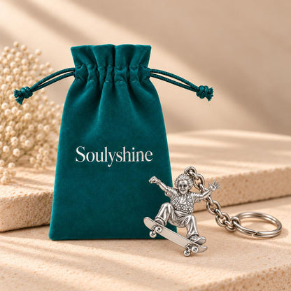 Skating Spirit Grandma Charm Keychain – Soulyshine velvet gift pouch