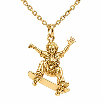 Skating Spirit Grandma Charm Necklace Set – 18K gold, front view