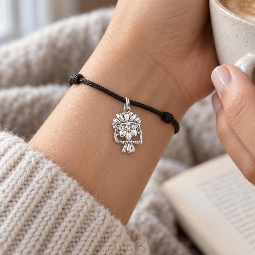 Skeptical Librarian Charm and Polyester Cord Bracelet Set
