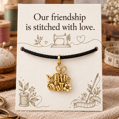 Sewing Friend Gift, Stitched With Love Charm Bracelet