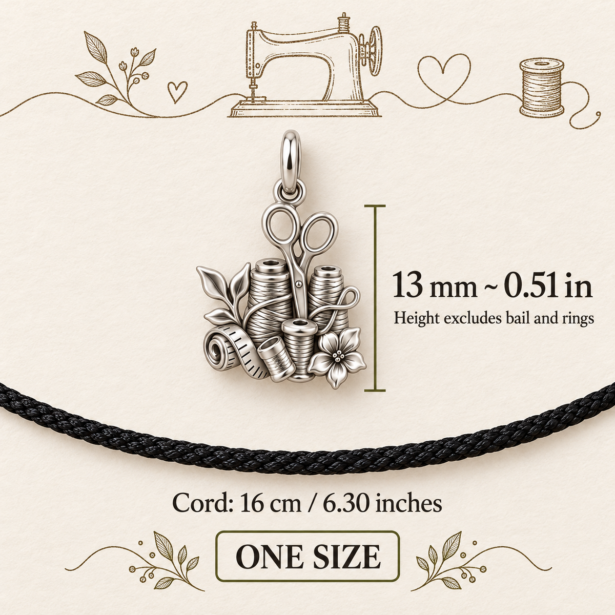 Sewing Friend Gift, Stitched With Love Charm Bracelet