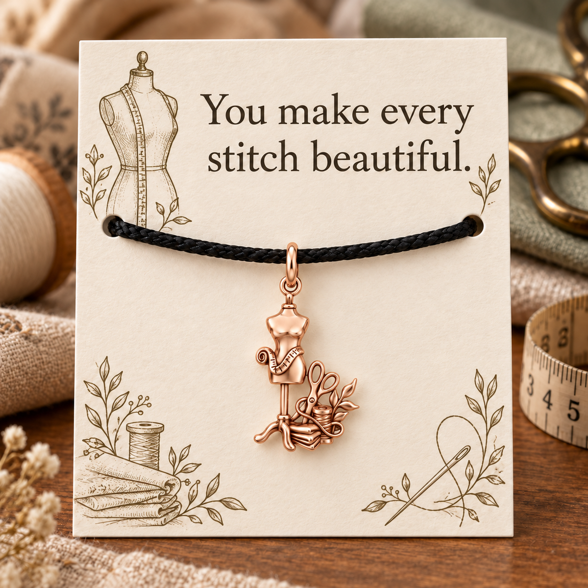 Seamstress Gift, Every Stitch Beautiful Charm Bracelet