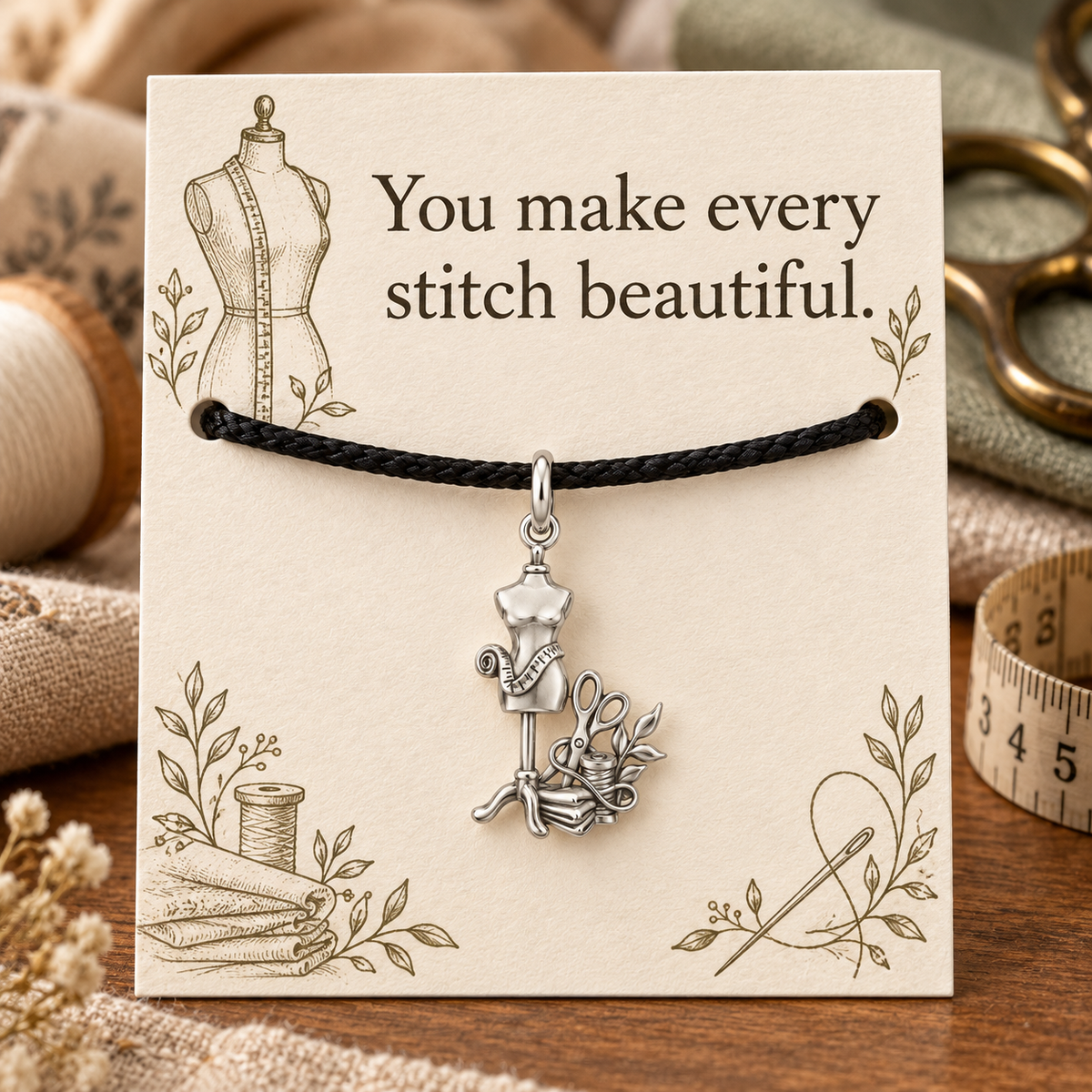 Seamstress Gift, Every Stitch Beautiful Charm Bracelet