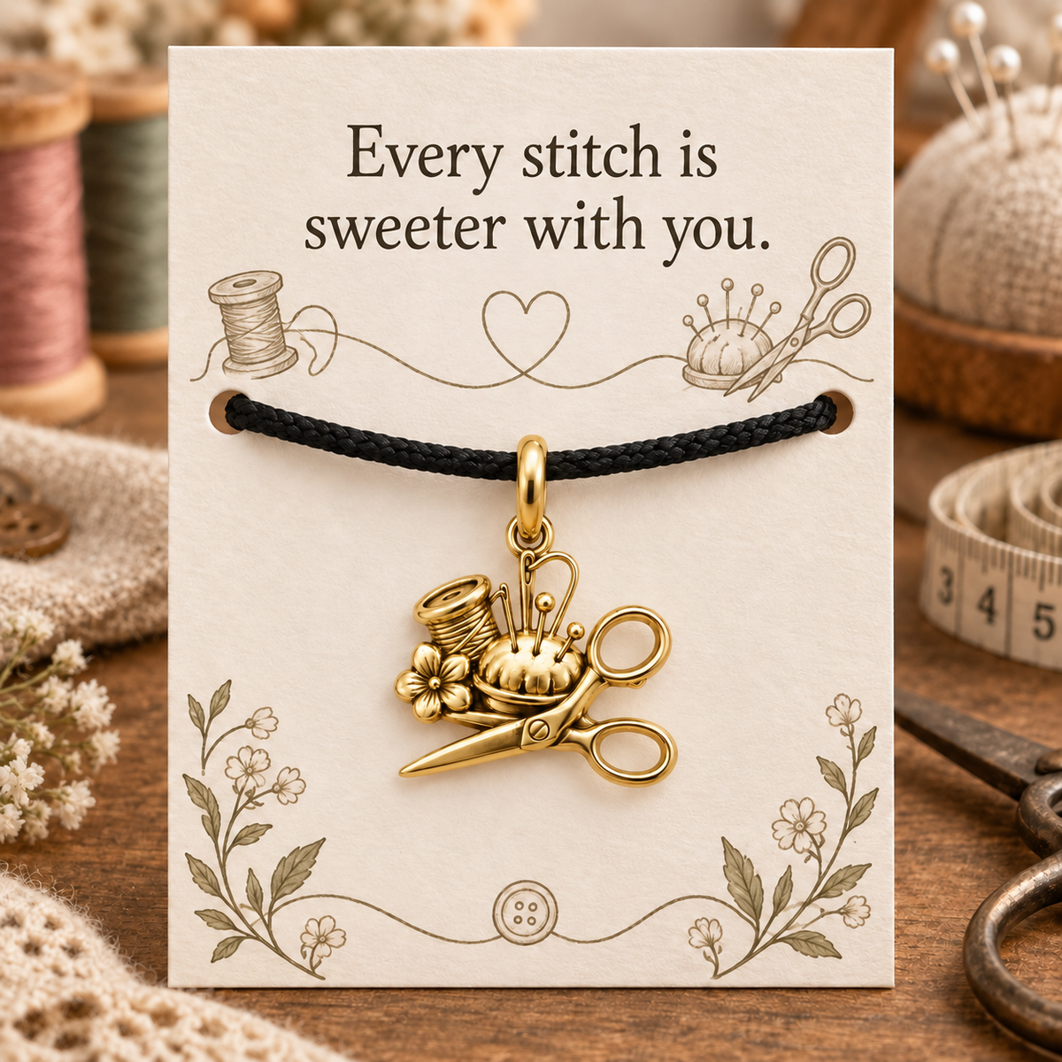 Sewing Friend Gift, Sweeter With You Charm Bracelet