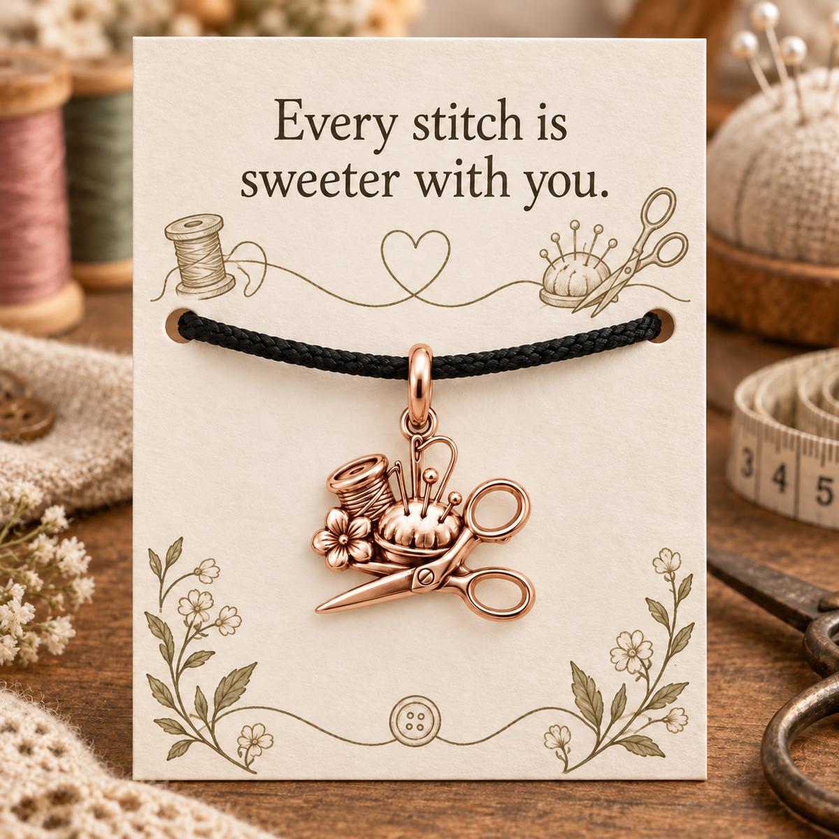 Sewing Friend Gift, Sweeter With You Charm Bracelet