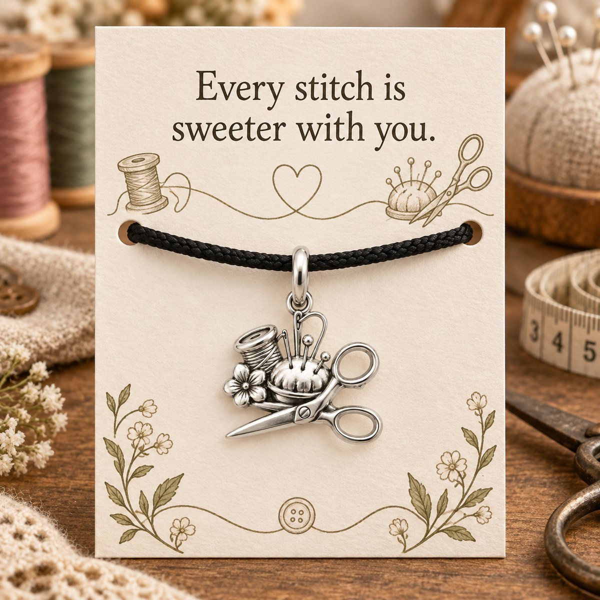Sewing Friend Gift, Sweeter With You Charm Bracelet