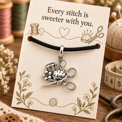 Sewing Friend Gift, Sweeter With You Charm Bracelet