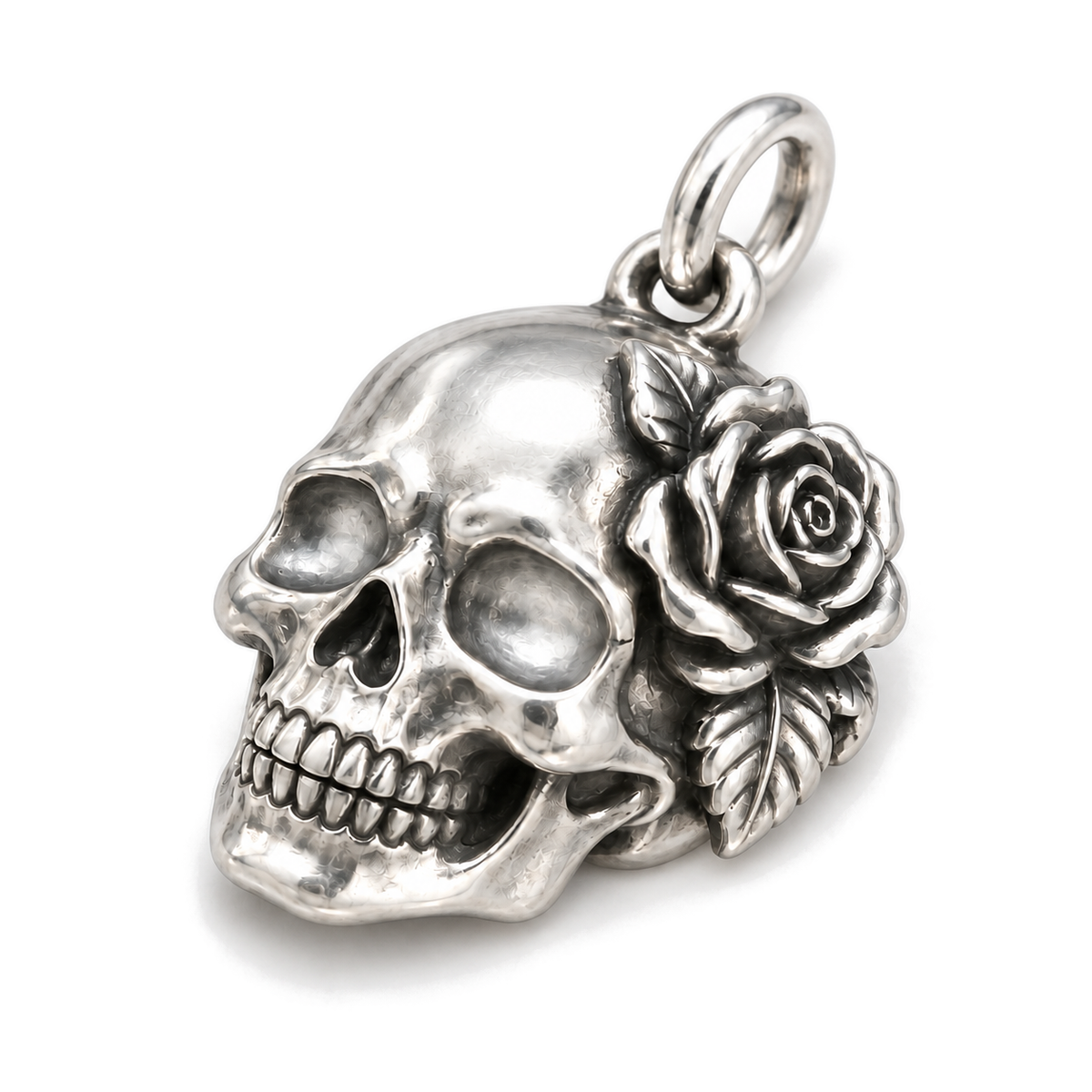 Skull & Rose Charm — Silver Super Macro | charm-topics-remaining-444-2026-09-14 | topic-153