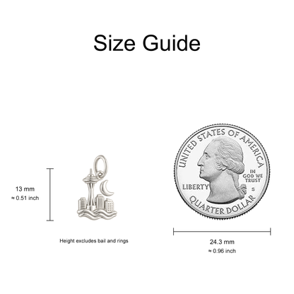 Skyline with Needle Tower Charm — Size Guide — 13 mm body excluding bail and rings — 50-works-silver-20260916-127
