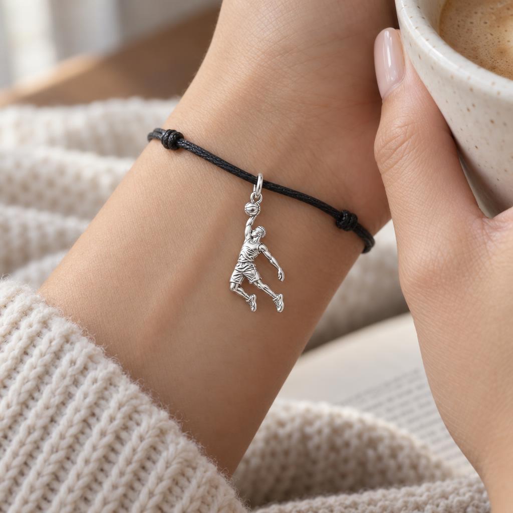 Slam Dunk Player Charm and Polyester Cord Bracelet Set