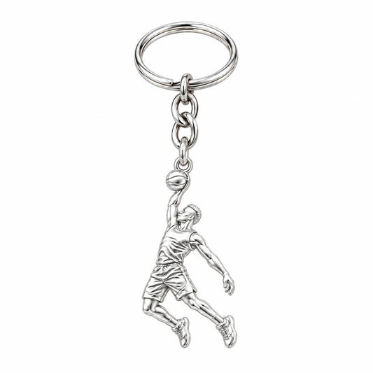 Slam Dunk Player Charm Keychain – silver, front view