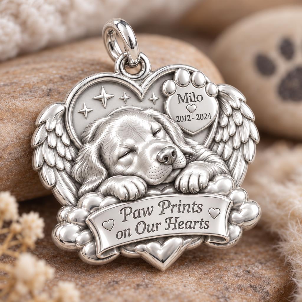Sleeping Angel Charm Bracelet – Personalized Pet Memorial Gift – macro detail of the charm