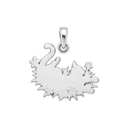 Sleeping Cat in Wildflowers Charm Bracelet – Personalized Cat Mom Gift – back of the charm, engraving area