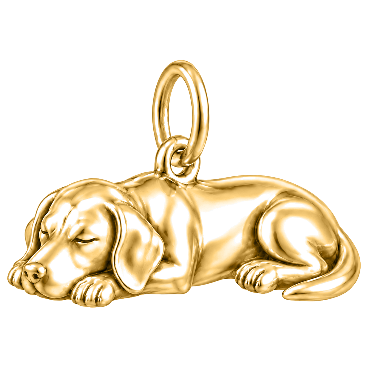 Labrador Retriever — Sleeping Dog Charm and Polyester Cord Bracelet Set — Gold