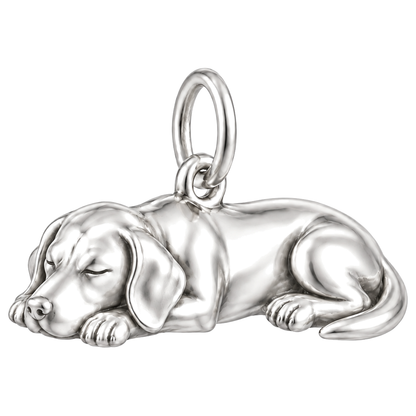 Labrador Retriever — Sleeping Dog Charm and Polyester Cord Bracelet Set — Silver
