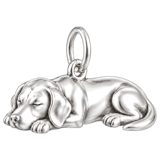 Labrador Retriever — Sleeping Dog Charm and Polyester Cord Bracelet Set — Silver