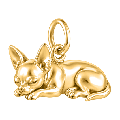 Chihuahua - short hair — Sleeping Dog Charm and Polyester Cord Bracelet Set — Gold