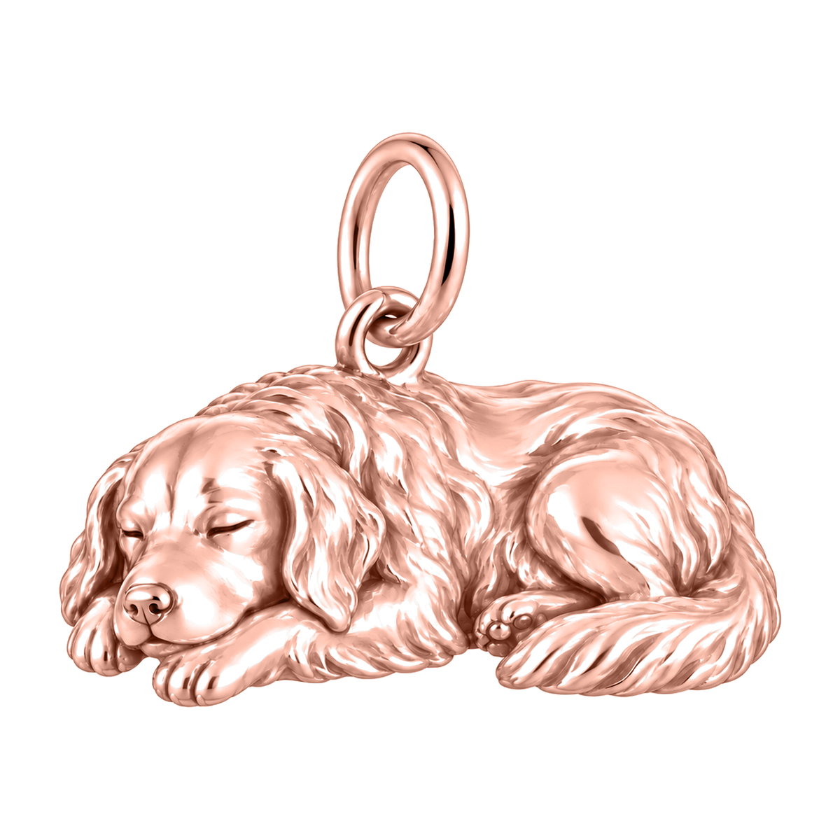 Golden Retriever — Sleeping Dog Charm and Polyester Cord Bracelet Set — Rose Gold