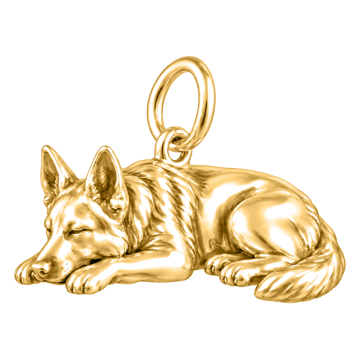 German Shepherd - standard coat — Sleeping Dog Charm and Polyester Cord Bracelet Set — Gold