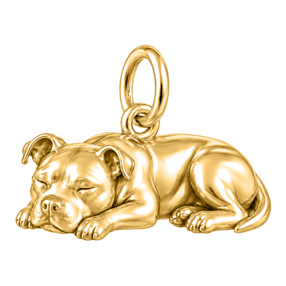 Pit Bull — Sleeping Dog Charm and Polyester Cord Bracelet Set — Gold