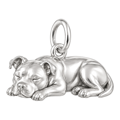 Pit Bull — Sleeping Dog Charm and Polyester Cord Bracelet Set — Silver