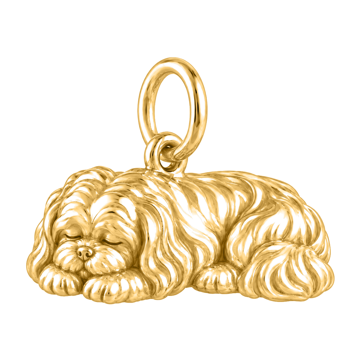 Shih Tzu - long coat — Sleeping Dog Charm and Polyester Cord Bracelet Set — Gold
