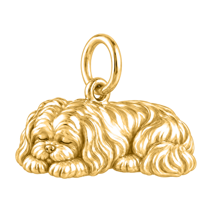 Shih Tzu - long coat — Sleeping Dog Charm and Polyester Cord Bracelet Set — Gold