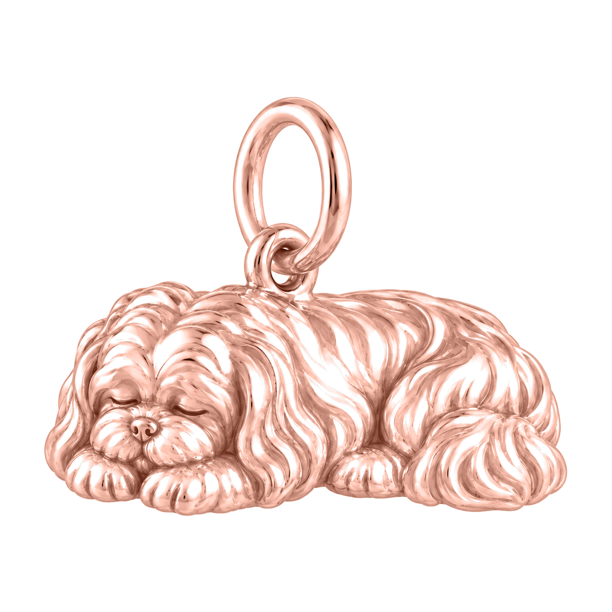 Shih Tzu - long coat — Sleeping Dog Charm and Polyester Cord Bracelet Set — Rose Gold