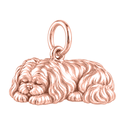 Shih Tzu - long coat — Sleeping Dog Charm and Polyester Cord Bracelet Set — Rose Gold