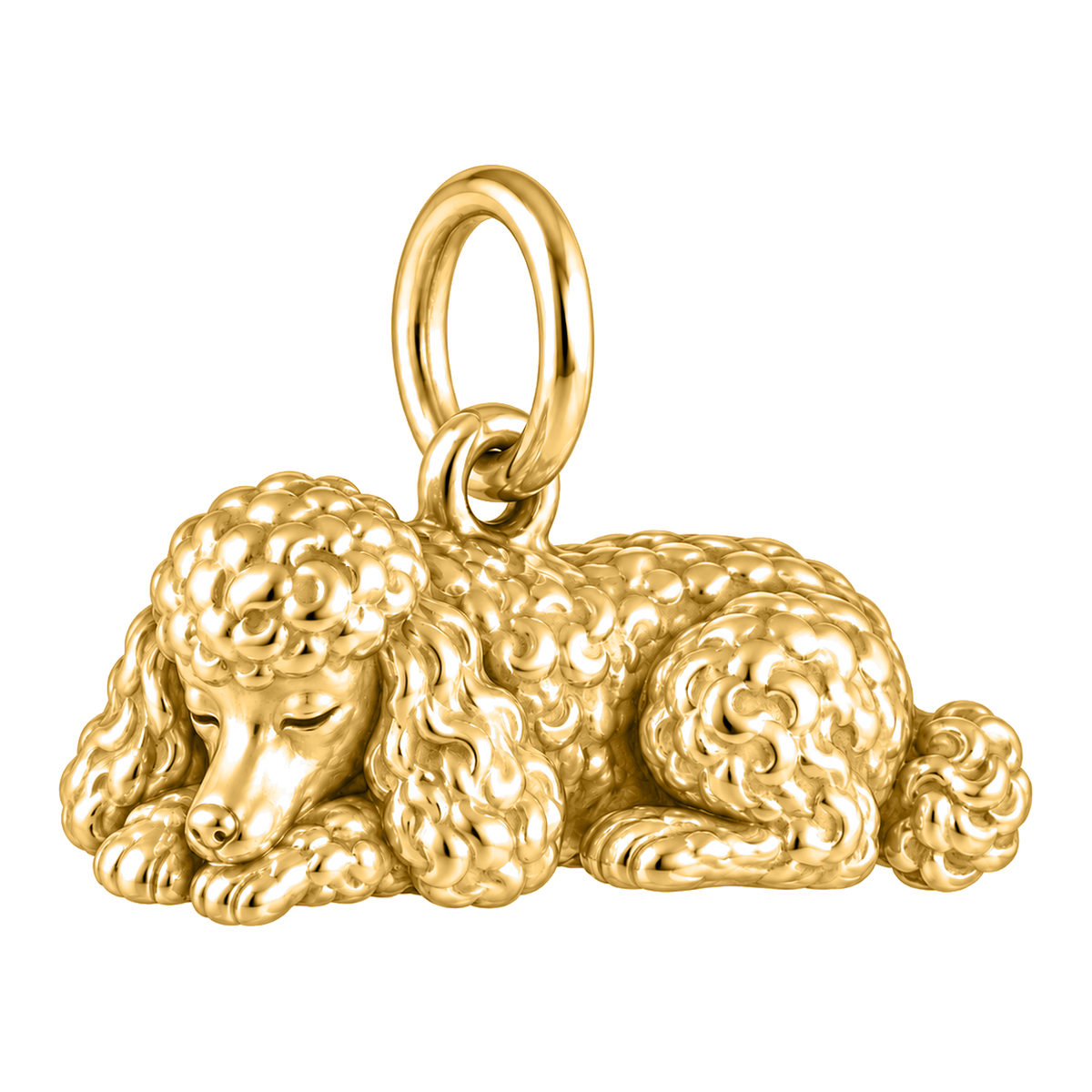 Poodle - toy — Sleeping Dog Charm and Polyester Cord Bracelet Set — Gold