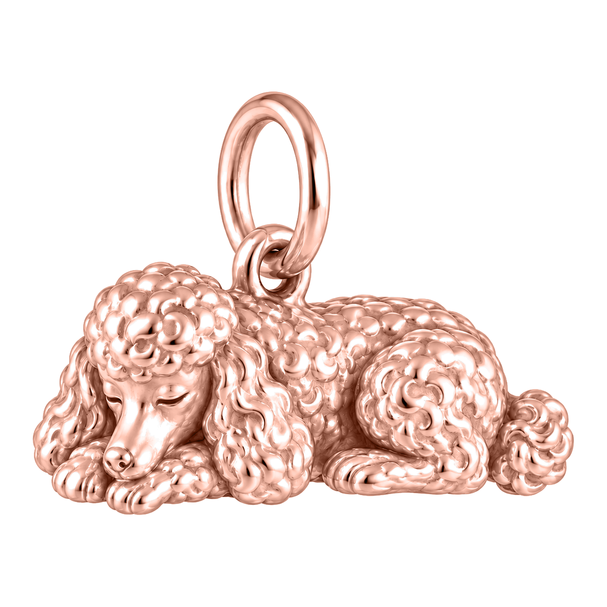 Poodle - toy — Sleeping Dog Charm and Polyester Cord Bracelet Set — Rose Gold