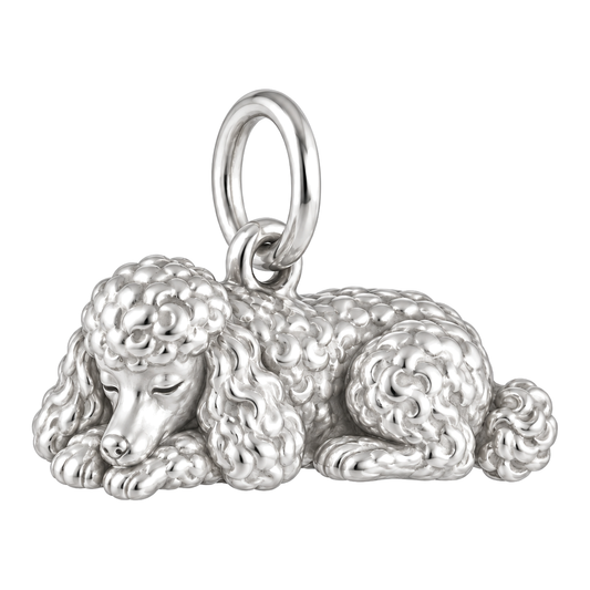 Poodle - toy — Sleeping Dog Charm and Polyester Cord Bracelet Set — Silver
