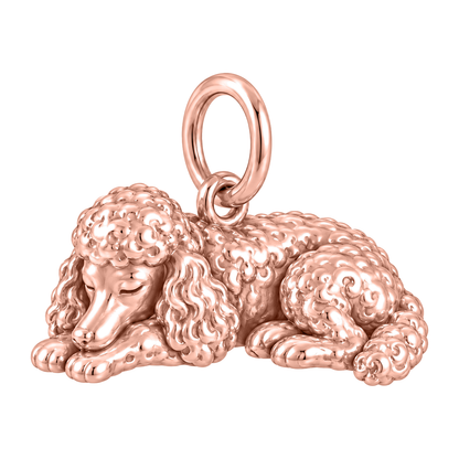 Poodle - standard — Sleeping Dog Charm and Polyester Cord Bracelet Set — Rose Gold