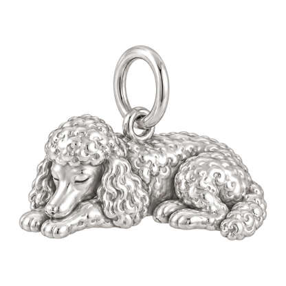 Poodle - standard — Sleeping Dog Charm and Polyester Cord Bracelet Set — Silver