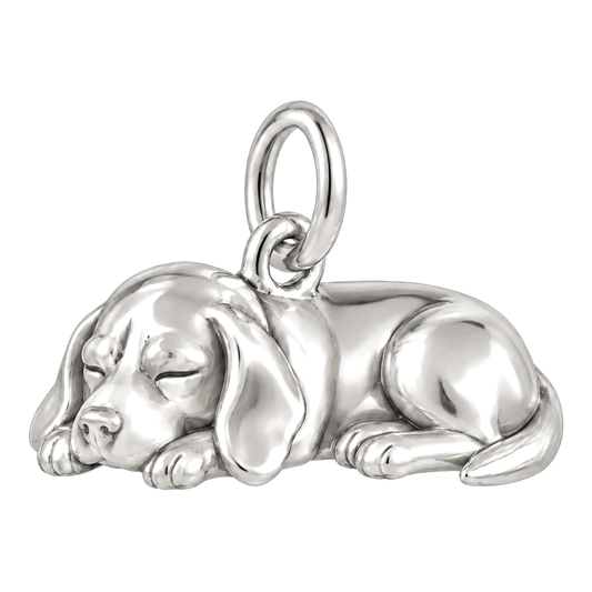 Sleeping Beagle charm — Silver