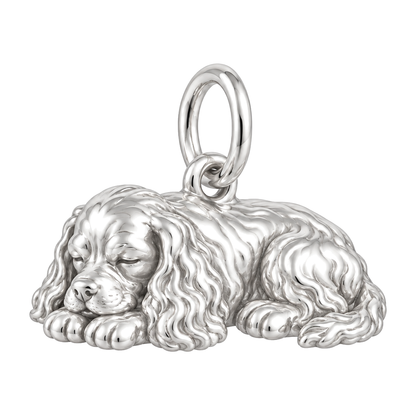 Cocker Spaniel — Sleeping Dog Charm and Polyester Cord Bracelet Set — Silver
