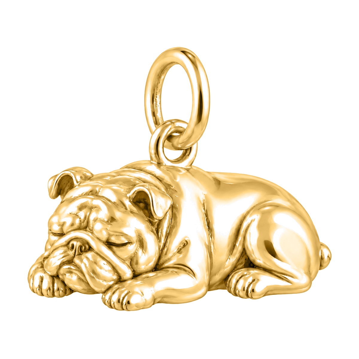 Bulldog — Sleeping Dog Charm and Polyester Cord Bracelet Set — Gold