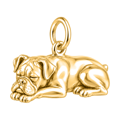 Boxer — Sleeping Dog Charm and Polyester Cord Bracelet Set — Gold