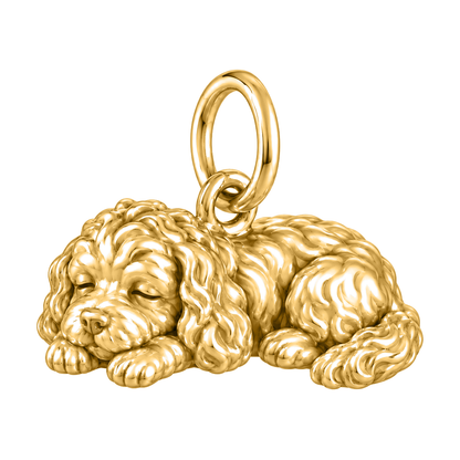 Cavapoo — Sleeping Dog Charm and Polyester Cord Bracelet Set — Gold