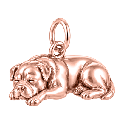 Rottweiler — Sleeping Dog Charm and Polyester Cord Bracelet Set — Rose Gold